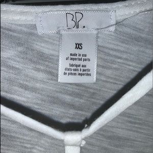 White high-low with cut out T on neck